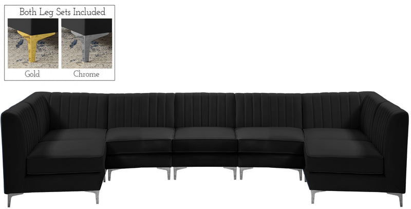 Alina Black Velvet Modular Sectional