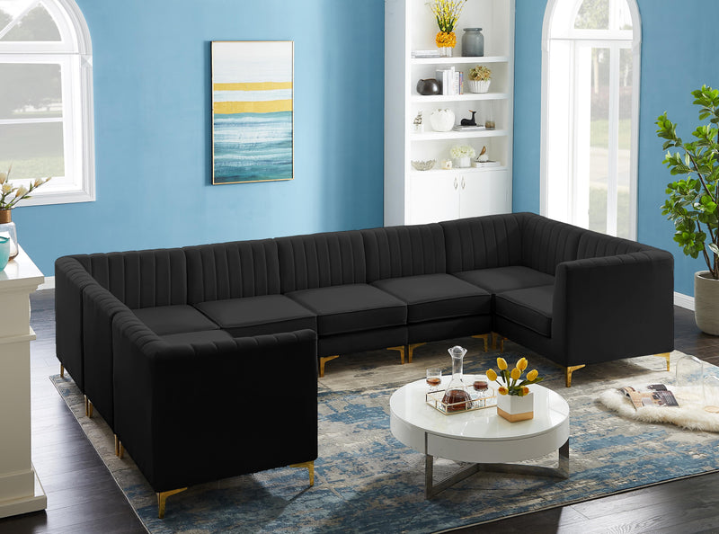 Alina Black Velvet Modular Sectional