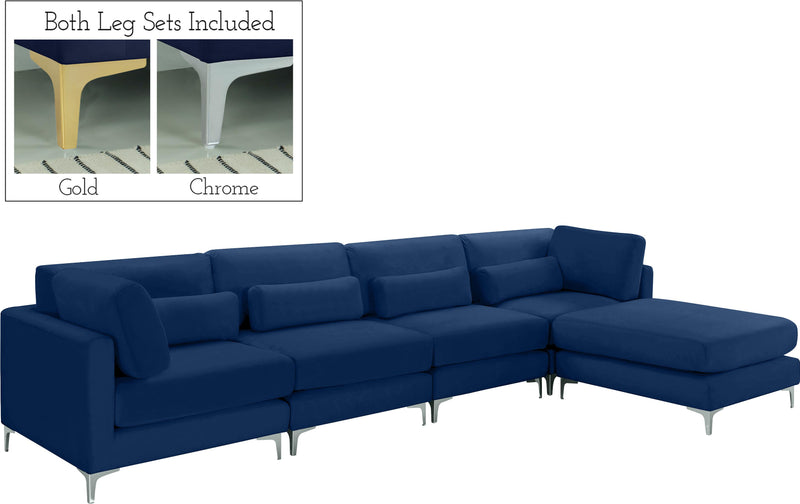 Julia Navy Velvet Modular Sectional (5 Boxes)