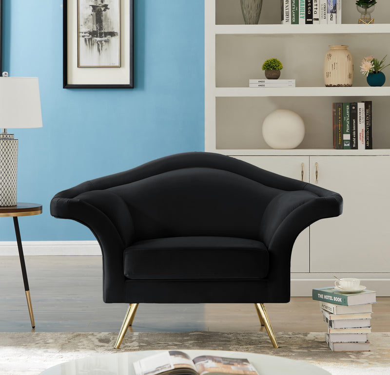 Lips Black Velvet Chair