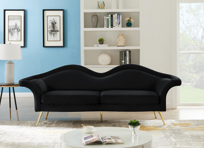 Lips Black Velvet Sofa