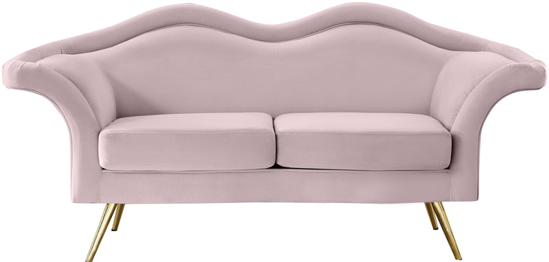 Lips Pink Velvet Loveseat