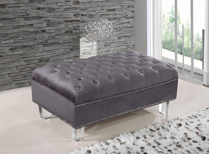 Lucas Grey Velvet Ottoman