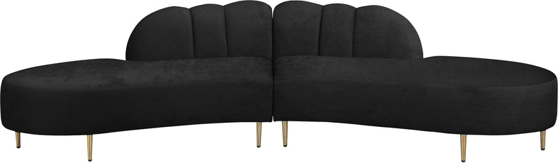 Divine Black Velvet 2pc. Sectional