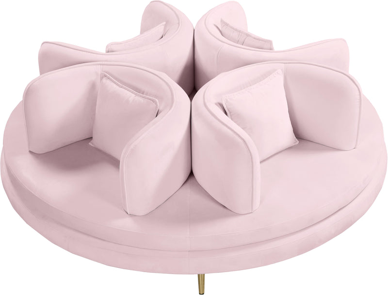 Circlet PInk Velvet Round Sofa Settee