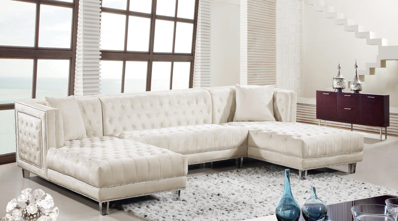 Moda Cream Velvet 3pc. Sectional