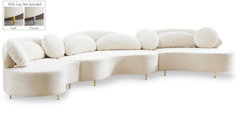 Vivacious Cream Velvet 3pc. Sectional (3 Boxes) image