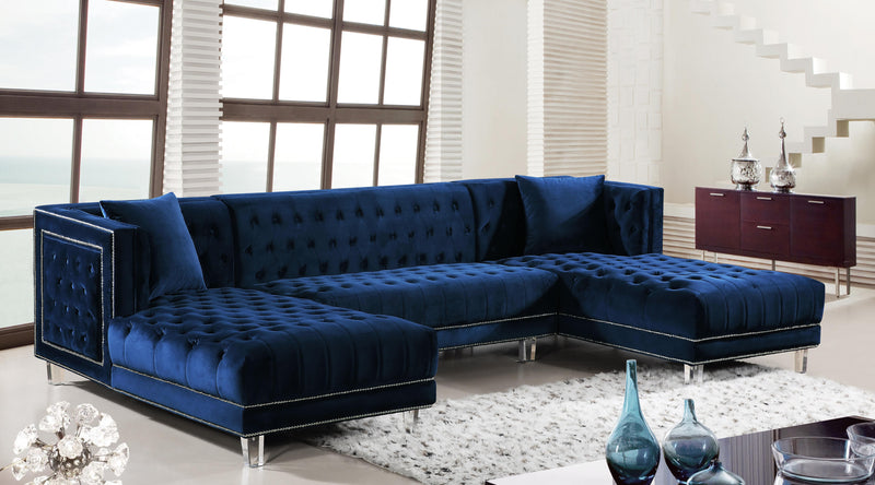 Moda Navy Velvet 3pc. Sectional