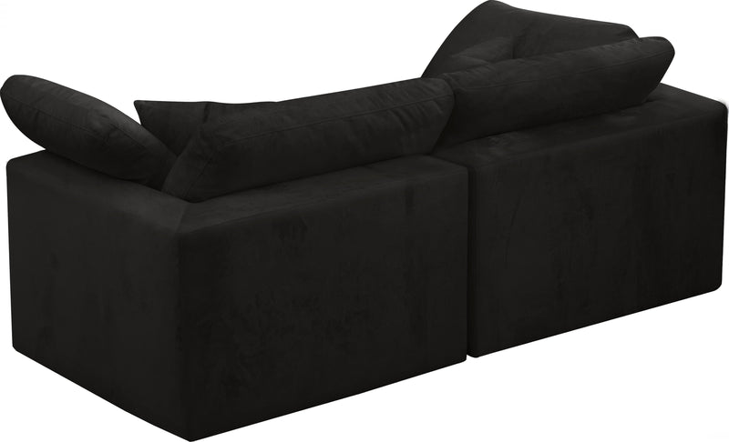 Cozy Black Velvet Cloud Modular Sofa