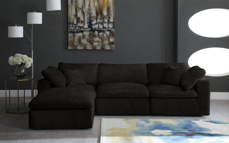 Cozy Black Velvet Cloud Modular Sectional