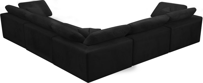 Cozy Black Velvet Cloud Modular Sectional