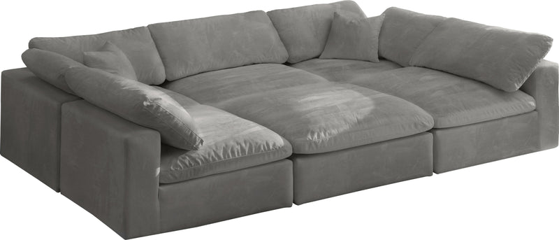 Cozy Grey Velvet Cloud Modular Sectional