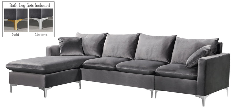 Naomi Grey Velvet 2pc. Reversible Sectional