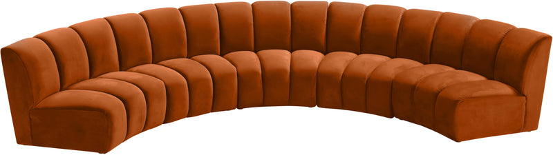 Infinity Cognac Velvet 5pc. Modular Sectional