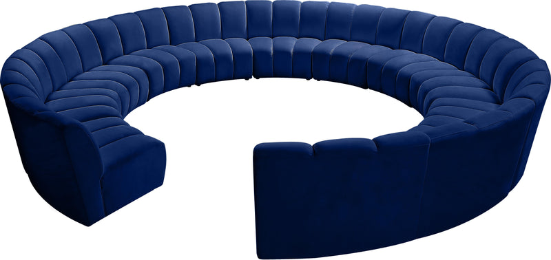 Infinity Navy Velvet 12pc. Modular Sectional