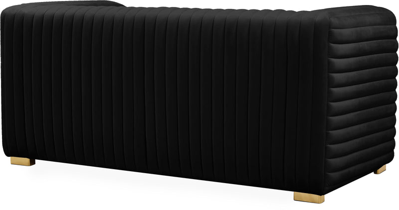 Ravish Black Velvet Loveseat