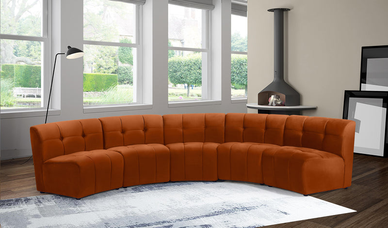 Limitless Cognac Velvet 5pc. Modular Sectional