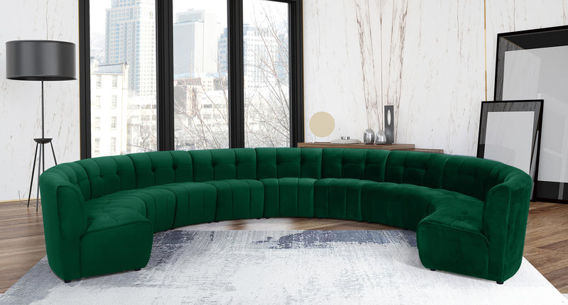 Limitless Green Velvet 11pc. Modular Sectional