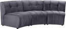 Limitless Grey Velvet 3pc. Modular Sectional