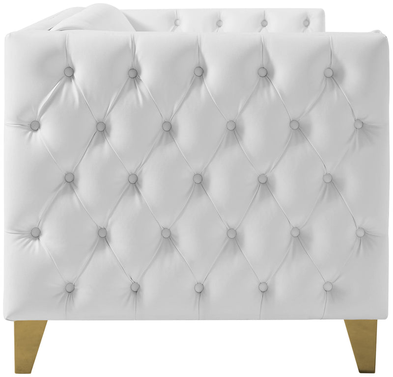 Michelle White Faux Leather Sofa