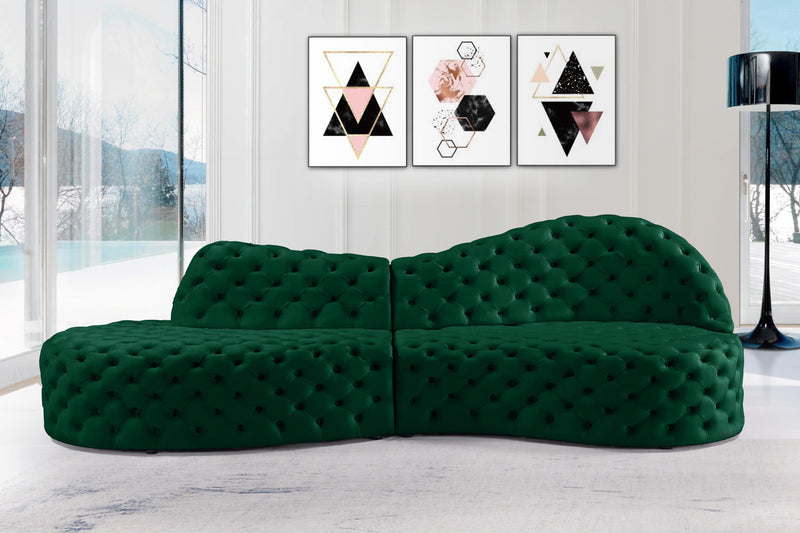 Royal Green Velvet 2pc. Sectional