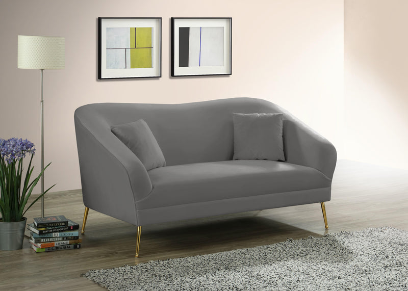 Hermosa Grey Velvet Loveseat