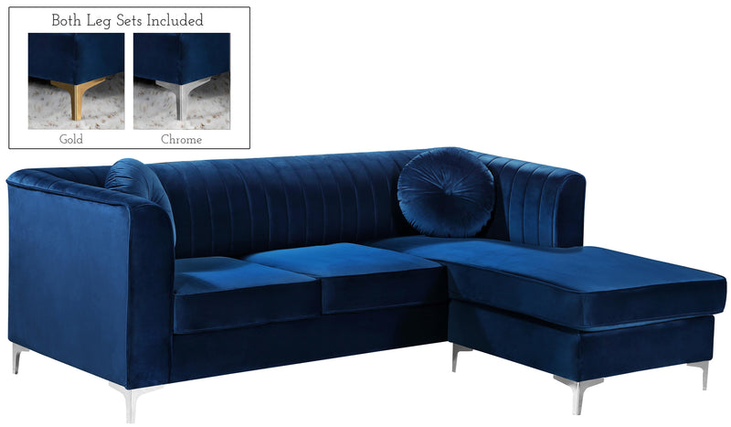 Eliana Navy Velvet 2pc. Reversible Sectional