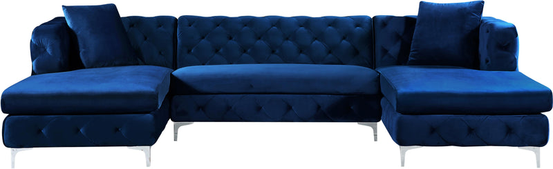 Gail Navy Velvet 3pc. Sectional