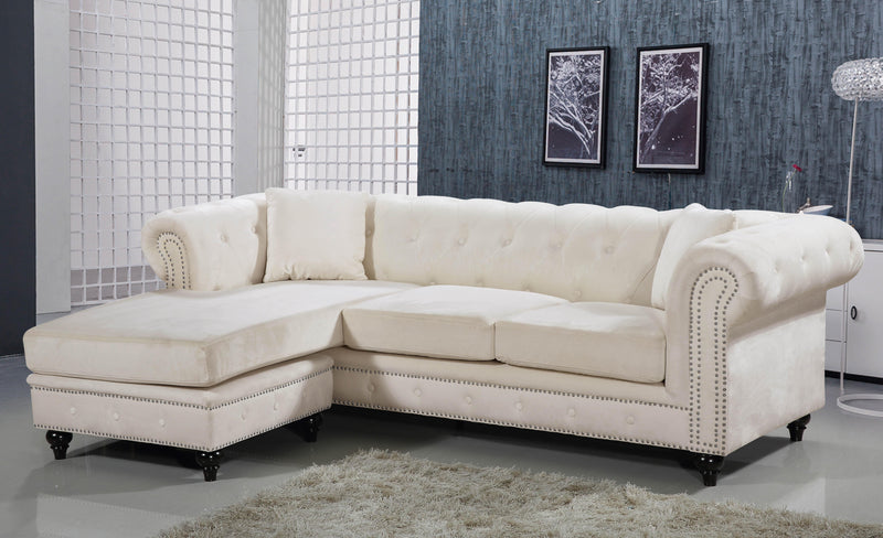 Sabrina Cream Velvet 2pc. Reversible Sectional