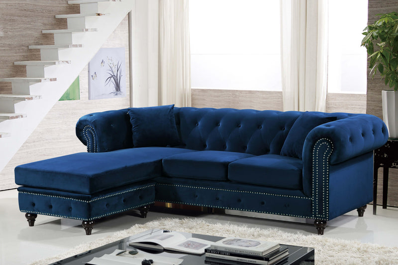 Sabrina Navy Velvet 2pc. Reversible Sectional