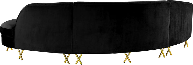 Serpentine Black Velvet 3pc. Sectional