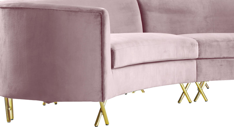 Serpentine Pink Velvet 3pc. Sectional