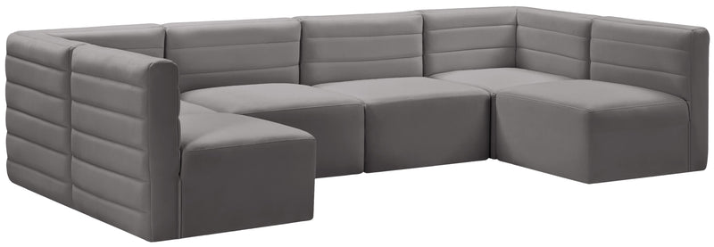 Quincy Grey Velvet Modular Sectional