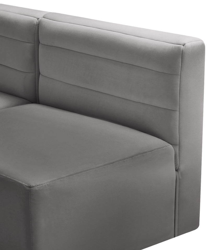 Quincy Grey Velvet Modular Armless Chair