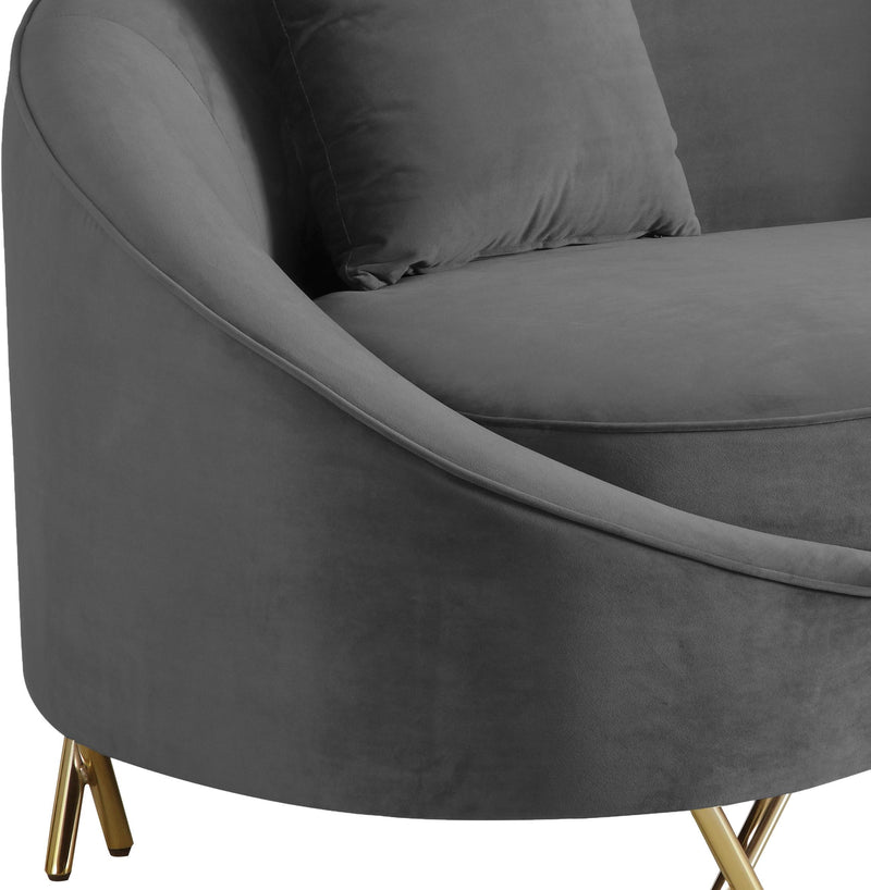 Serpentine Grey Velvet Loveseat