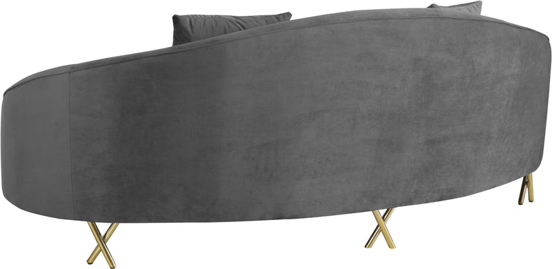 Serpentine Grey Velvet Sofa