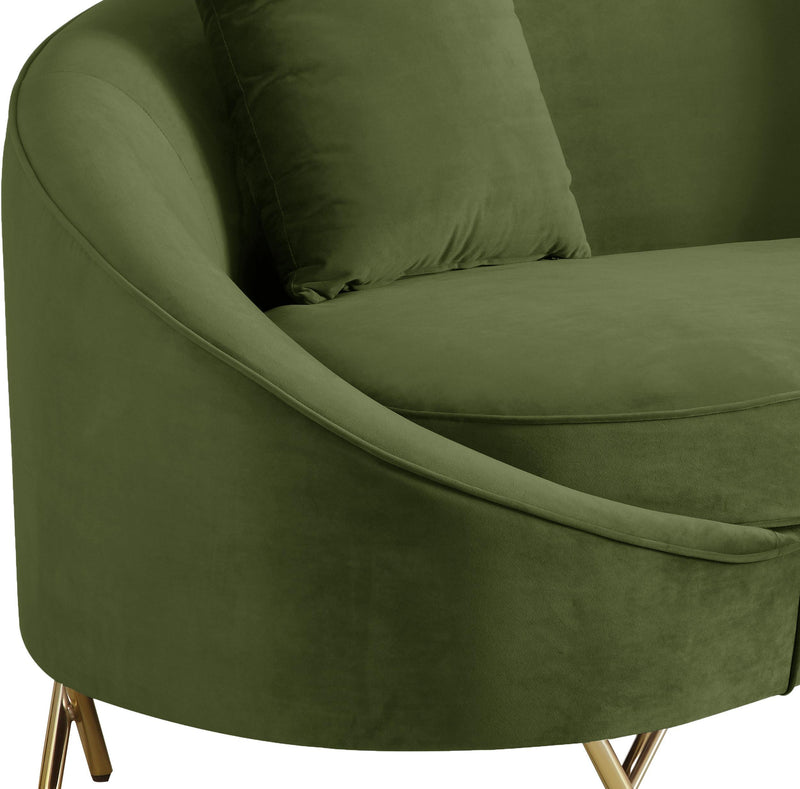 Serpentine Olive Velvet Sofa