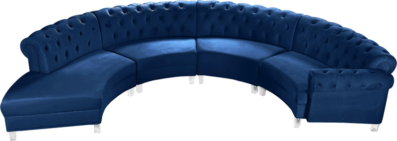 Anabella Navy Velvet 4pc. Sectional