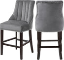 Oxford Grey Velvet Stool