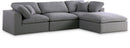 Serene Grey Linen Fabric Deluxe Cloud Modular Sectional