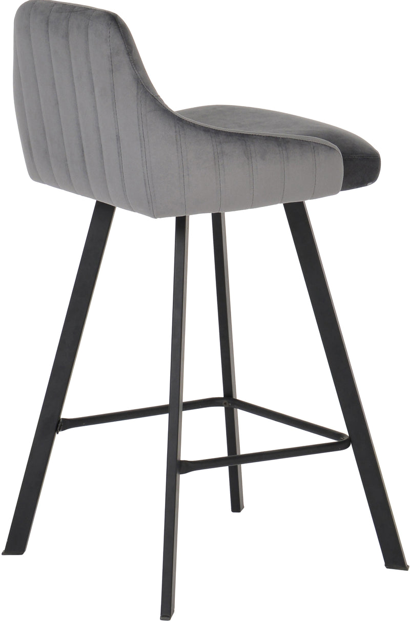 Viviene Grey Velvet Stool