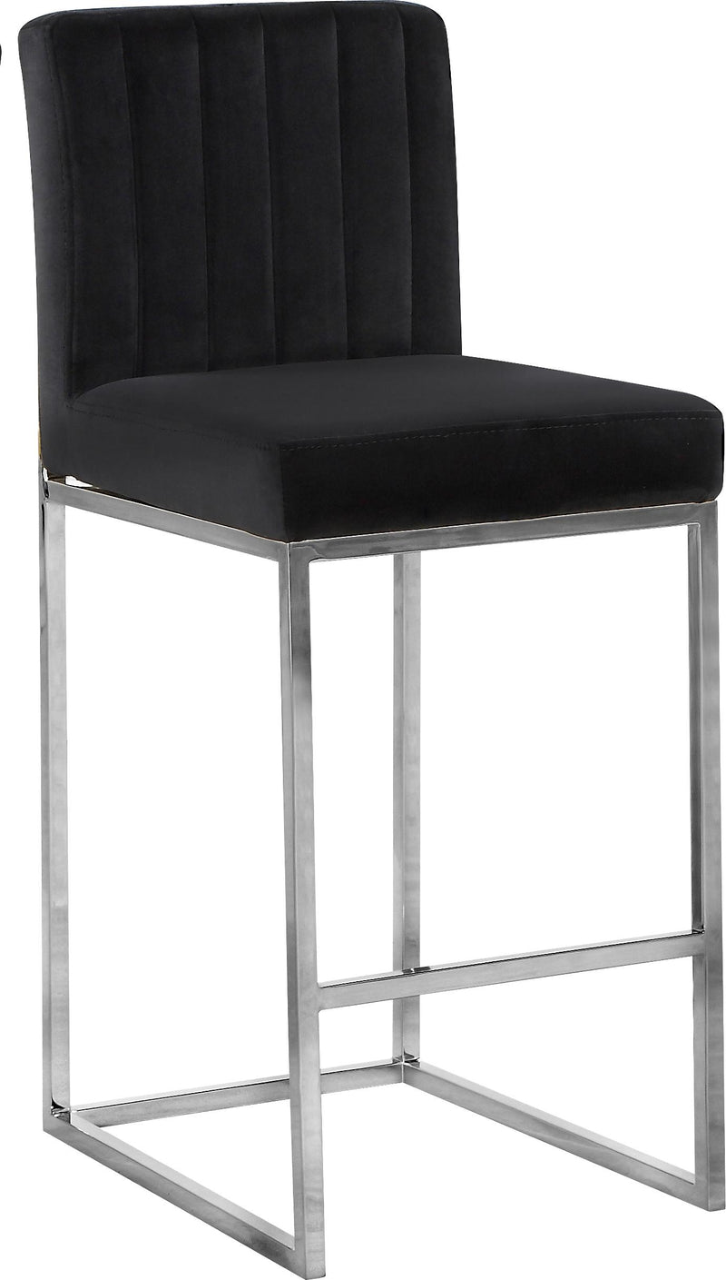 Giselle Black Velvet Stool