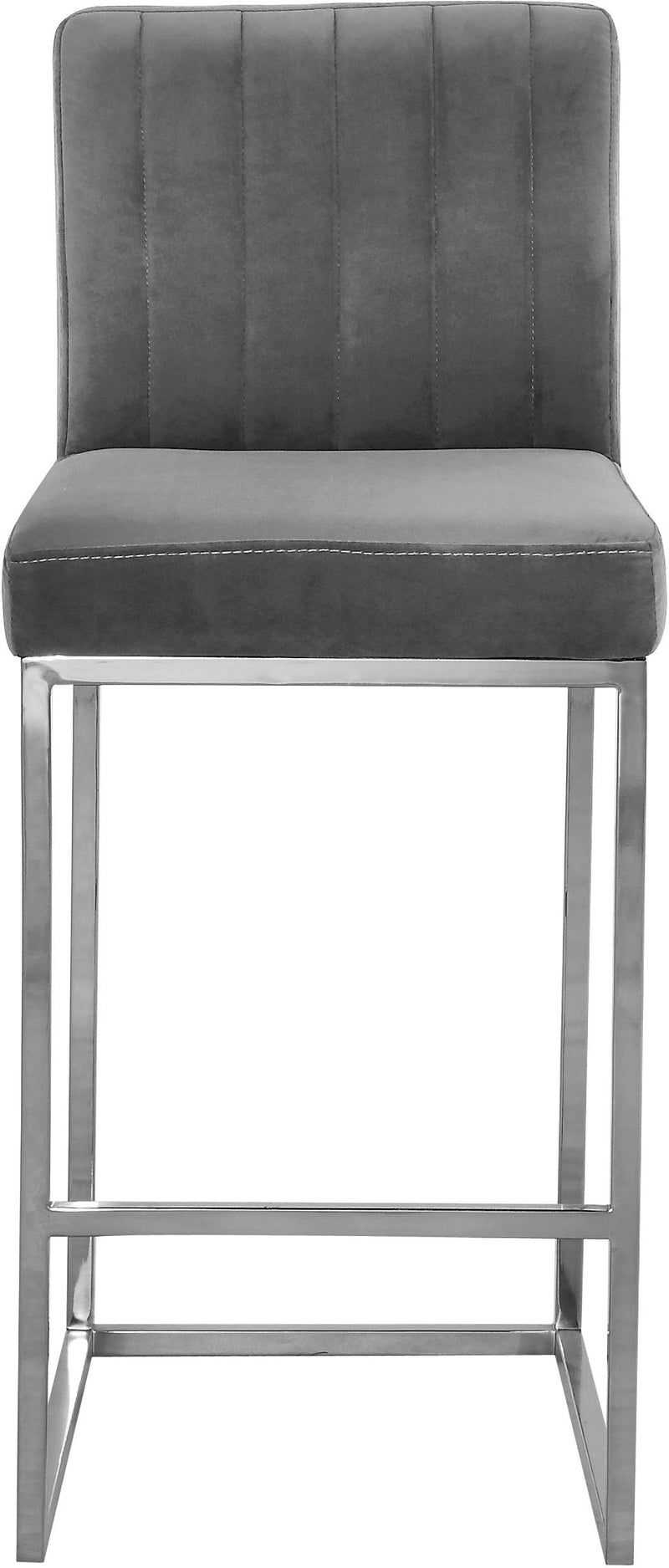 Giselle Grey Velvet Stool