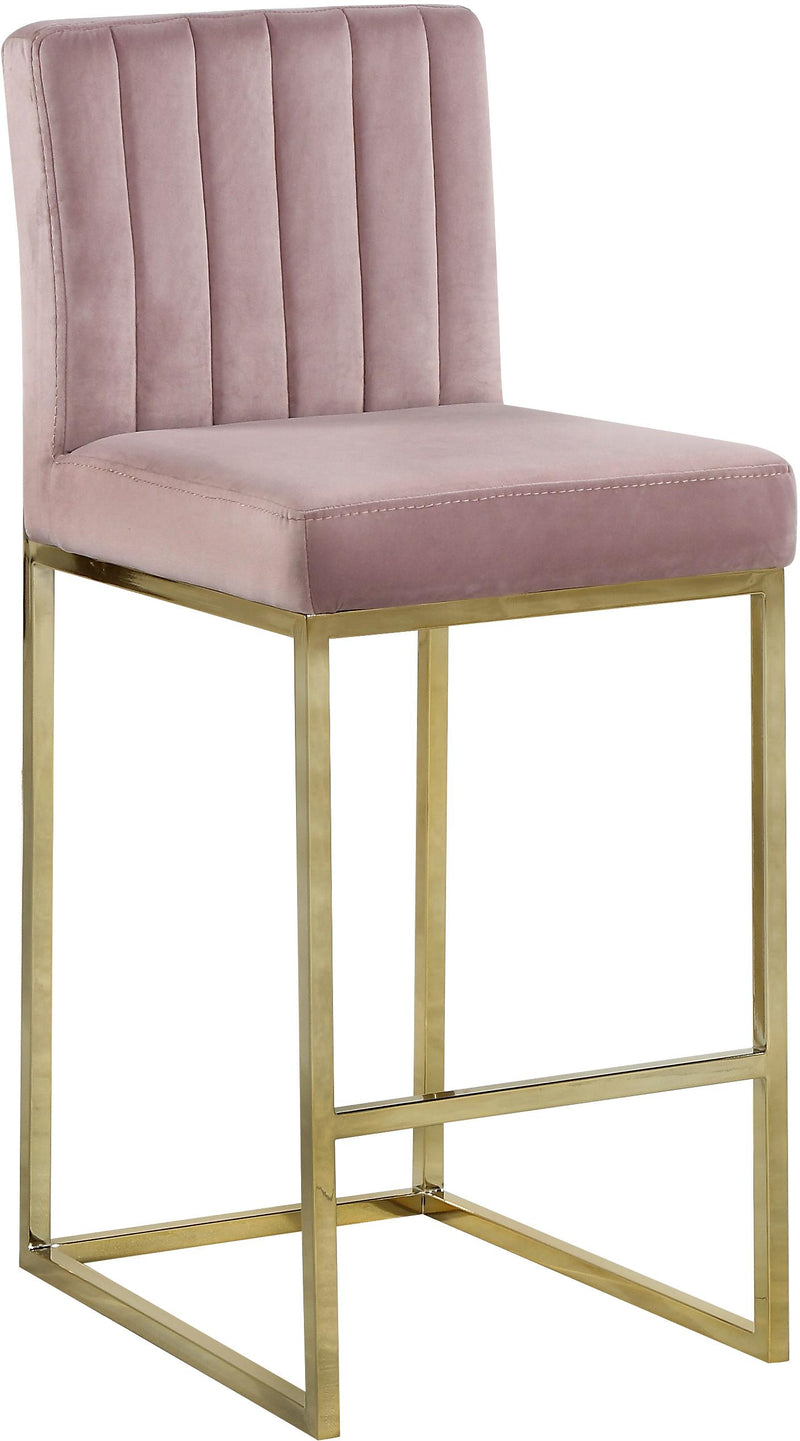 Giselle Pink Velvet Stool