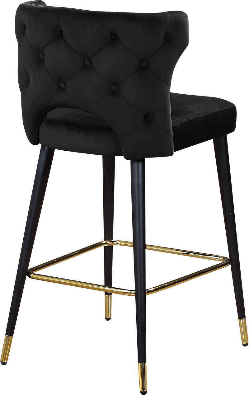 Kelly Black Velvet Stool