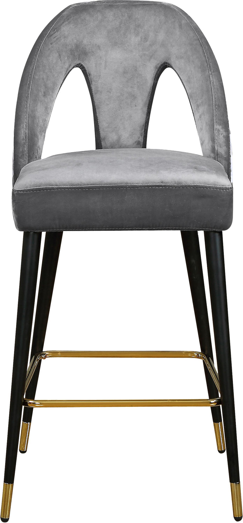 Akoya Grey Velvet Stool