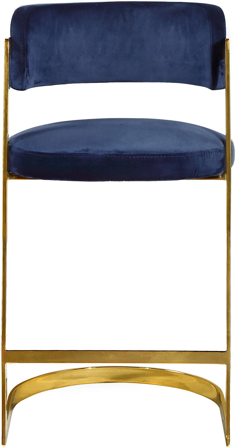 Stephanie Navy Velvet Stool