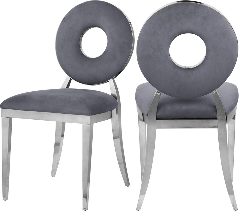 Carousel Grey Velvet Dining Chair