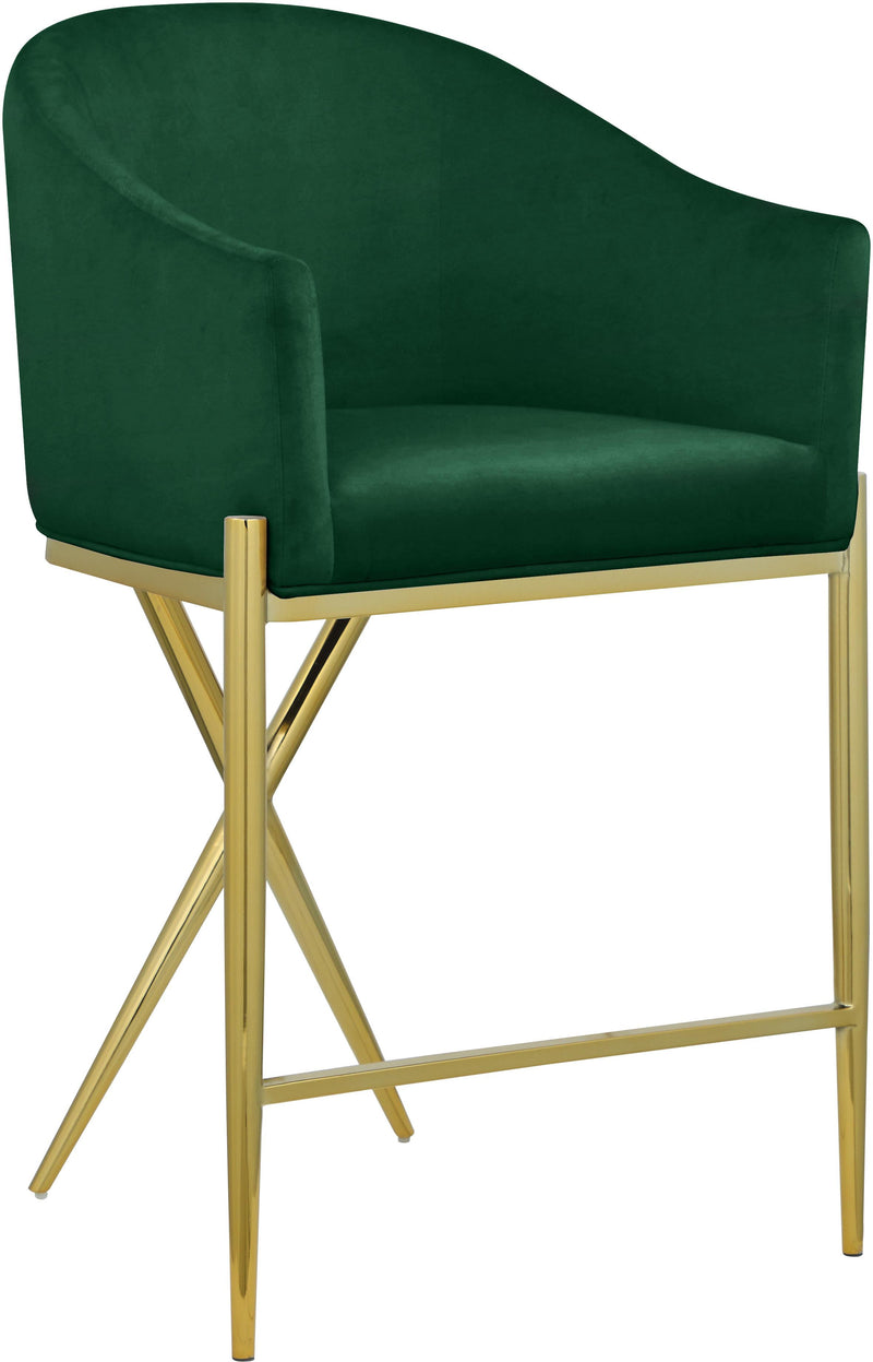 Xavier Green Velvet Counter Stool