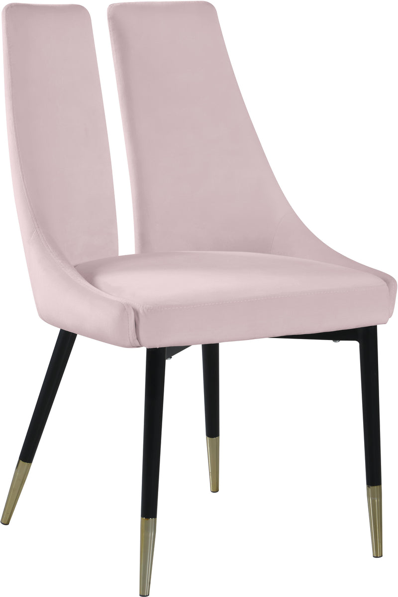 Sleek Pink Velvet Dining Chair